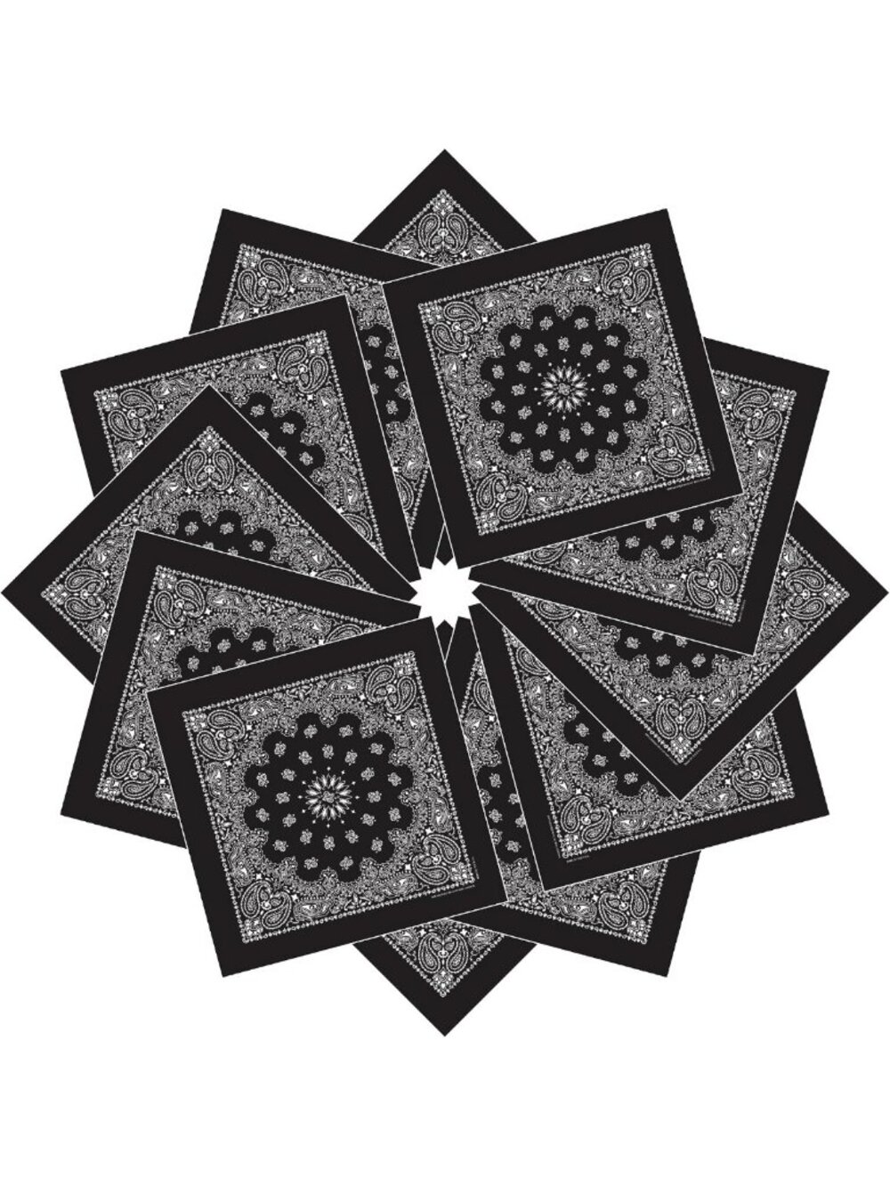 100% Cotton Paisley Bandanas - Unisex, USA Made, 4 & 12 Pack Options
